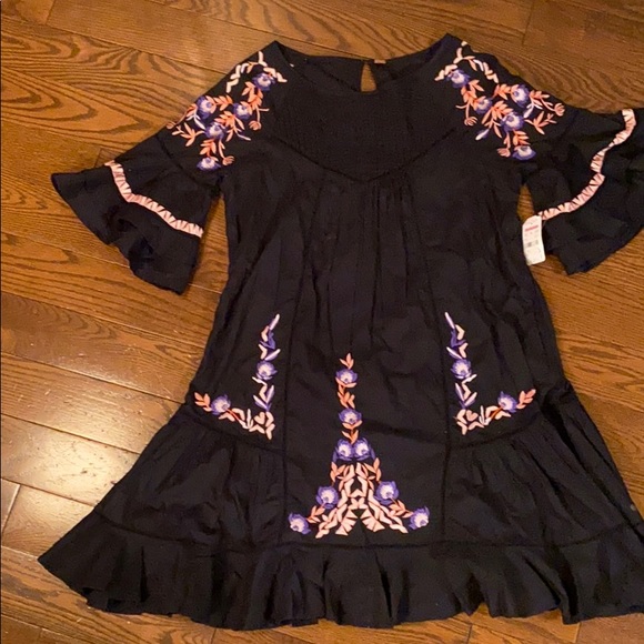 Free People Pavlo embroidered little black dress size medium new with tags - Picture 2 of 11